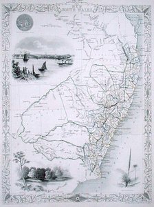 Uusi Etelä-Wales, John Tallis & Co:n, Lontoo ja New York, julkaisemasta maailmankarttasarjasta.