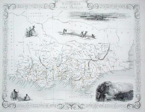 Victoria tai Port Phillip, Australia, John Tallis & Co:n New Yorkista ja Lontoosta julkaisemasta World Maps -sarjasta