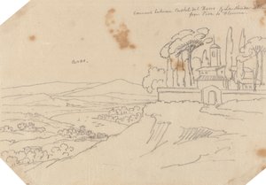 Luostari Castel del Boscon ja La Strada Scalan välissä tekijältä John Robert Cozens