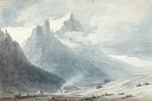 Unterwaldenin kantonissa (akvarelli paperille) tekijältä John Robert Cozens