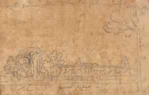 Villa Pamphilin puutarhassa, 1. heinäkuuta. tekijältä John Robert Cozens