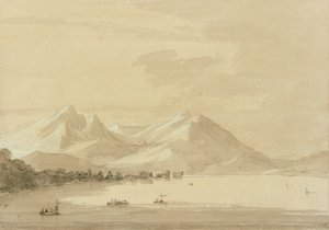 Como-järvi (lyijykynä ja pesu paperille) (pari 111238) tekijältä John Robert Cozens