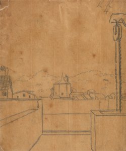 Kattonäkymä kastekirkkoon tekijältä John Robert Cozens