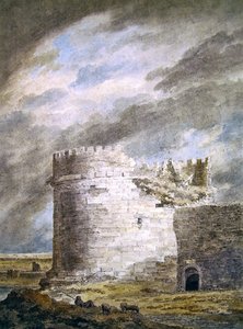 Cecilia Metellan hauta, Capo di Bore, lähellä Roomaa (kynä ja akvarelli paperille) tekijältä John Robert Cozens