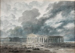 Kaksi suurta temppeliä Paestumissa tekijältä John Robert Cozens