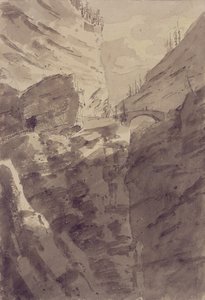 Via Mala in the Grisons (kynä ja muste ja pese paperille) tekijältä John Robert Cozens