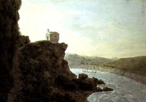Näkymä Tiberille lähellä Ponte Mollea, kolmen mailin päässä Roomasta tekijältä John Robert Cozens