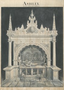 Ashley Church - Ashley Tomb : kynä- ja pesupiirustus, nd [?1800-luku] (piirustus)