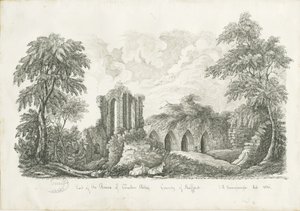 Croxden Abbey: kynä- ja mustepiirustus