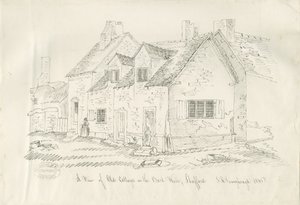 Stafford - Old Cottage in Back Walls: kynä- ja mustepiirustus, 1836 tekijältä John Robert Fernyhough