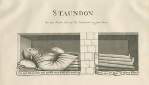 Standonin kirkko - Nicholas Hyden seinähauta: seepiapiirros, nd [1800-luku] tekijältä John Robert Fernyhough