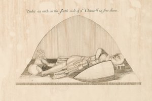 Swynnerton Church - Effigy: kynä- ja mustepiirustus, nd [1800-luku] tekijältä John Robert Fernyhough