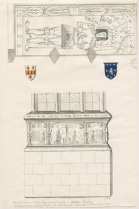 Uttoxeterin kirkko - Kinnersley-perheen muistomerkki: kynä- ja pesupiirustus, nd [1800-luvun puoliväli] (piirustus) tekijältä John Robert Fernyhough