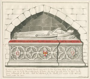 Uttoxeter Church - Kynnersleyn Lady Abbessin hauta: kynä- ja pesupiirustus, nd [1800-luvun puoliväli]