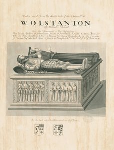 Wolstantonin kirkko - Sir William Sneiden ja Dame Annen hauta: seepia- ja kynäpiirros, nd [?1800-luku] (piirustus) tekijältä John Robert Fernyhough
