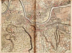 Barnesin, Battersean, Putneyn ja Wandsworthin kartta tekijältä John Rocque