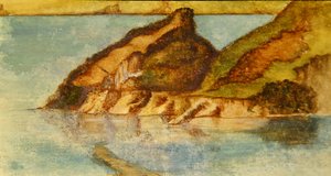 Järvikohtaus, n. 1880 (akvarelli paperille) (pari numeroon 359451) tekijältä John Roddam Spencer Stanhope