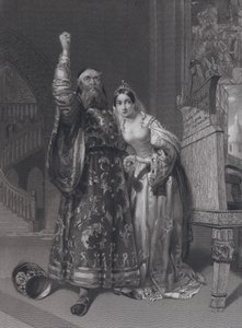 Marino Faliero, Venetsian dogi, uhkaa kostoa vaimonsa Aluycia Gradenigon herjauksesta (kaiverrus)