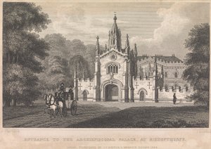 Entrada no Palácio Arquiepiscopal, em Bishopthorpe (publicado por I. T. Hinton); página 34 (Volume Um)finlandês