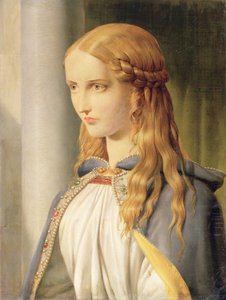 Cordelia Disinherited, 1850 öljy kankaalle yksityiskohta kuvasta 90710 tekijältä John Rogers Herbert