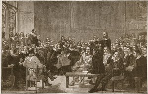 The Westminster Assembly of Divines, kuvitus teoksesta "The Church of England: A History for the People", kirjoittanut H.D.M. Spence-Jones, pubi. n. 1910 (seepiavalokuva)