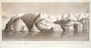 Cape Byam Martin, Pofsefsion Mount ja Cape Fanshawe, jonka HMS Isabella löysi 1. syyskuuta 1818, esimerkki teoksesta "A Voyage of Discovery...", 1819 tekijältä John Ross