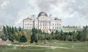 Yhdysvaltain Capitolin länsirintama, lehmät etualalla 1831 (öljy kankaalle)