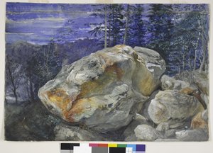Fragmentti Alpeista, n. 1854-56 (wc ja guassi kynällä paperille) tekijältä John Ruskin