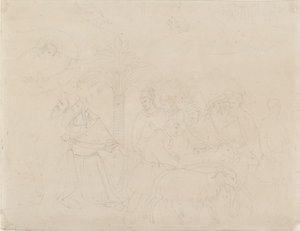 Lyijykynäpiirros osasta Jobin ystävät, 1845 tekijältä John Ruskin
