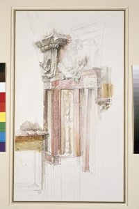 Pilasteri Sant Anastasian julkisivussa, Verona, kesäkuu 1869 (wc ja vartaloväri grafiitin päällä paperilla, jotkin viivat viivattuja)