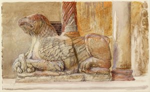 Gryphon, joka kantaa Duomon läntisen sisäänkäynnin pohjoisakselia, Verona, 18.-28. kesäkuuta 1869 tekijältä John Ruskin
