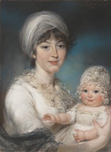 Rouva Robert Shurlock Henrietta Ann Jane Russell, 1775-1849 ja hänen tyttärensä Ann, 1801.