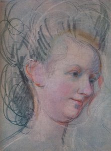 Luonnos naisen päästä, c1791 tekijältä John Russell