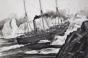 Roosevelt murskaa jäätä päästäkseen pohjoisnavalle (guassi paperille). tekijältä John S. Smith