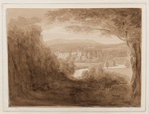 Bolton Abbey, Yorkshire, 25.-27. lokakuuta 1824 (kynä, sivellin ja seepiamuste paperille)