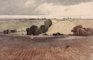 Kynnetty pelto, noin 1808 (lyijykynä ja akvarelli paperille). tekijältä John Sell Cotman