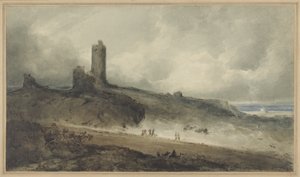 Aberystwythin linna (w/c paperilla) tekijältä John Sell Cotman