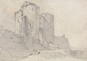 Beeston Castle, Cheshire: linnan sisäänkäynti tekijältä John Sell Cotman
