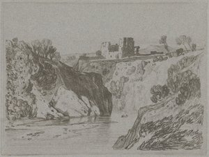 Linna kalliorotkon yläpuolella tekijältä John Sell Cotman