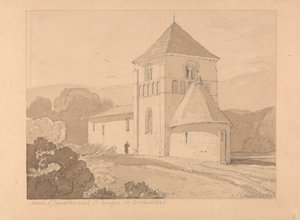 Yainvillen kirkko, lähellä Saint Georges de Boschervilleä, Normandiassa tekijältä John Sell Cotman