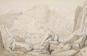 Domfront I, Normandy-sarjasta (lyijykynä & pesu paperille) tekijältä John Sell Cotman