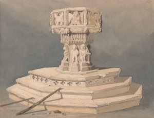 Fontti Happisburgh Churchissa, Norfolkissa tekijältä John Sell Cotman
