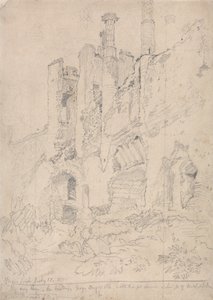 Framlinghamin linna, Suffolk: Osa raunioituneesta sisätilasta tekijältä John Sell Cotman