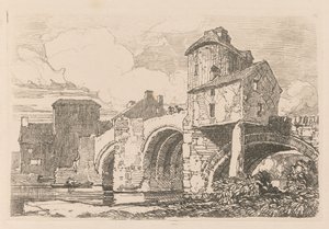 Liber Studiorum: Plate 26, Monnow Bridge, Monmouthshire tekijältä John Sell Cotman