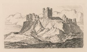 Tutkimuskirja: Plate 30, Bambron linna, Northumberland, 1838 tekijältä John Sell Cotman