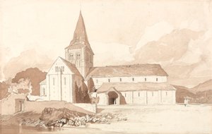 Notre Dame on the Water, Domfront, Normandia tekijältä John Sell Cotman