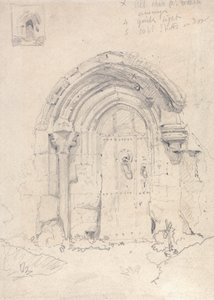 Strattonin Pyhän Marian kirkon kuisti, Norfolkissa. tekijältä John Sell Cotman