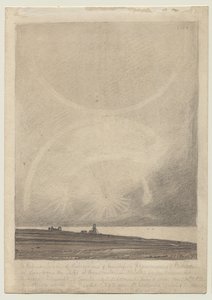 Recto: Hunstantonin majakalta 6. heinäkuuta 1816 nähty parhelionin vaikutus. tekijältä John Sell Cotman