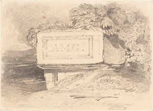 Ruined Tomb, johon on kirjoitettu "A.M.G." tekijältä John Sell Cotman