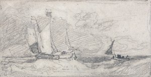 Purjeveneet ja veneet epävakaalla merellä tekijältä John Sell Cotman